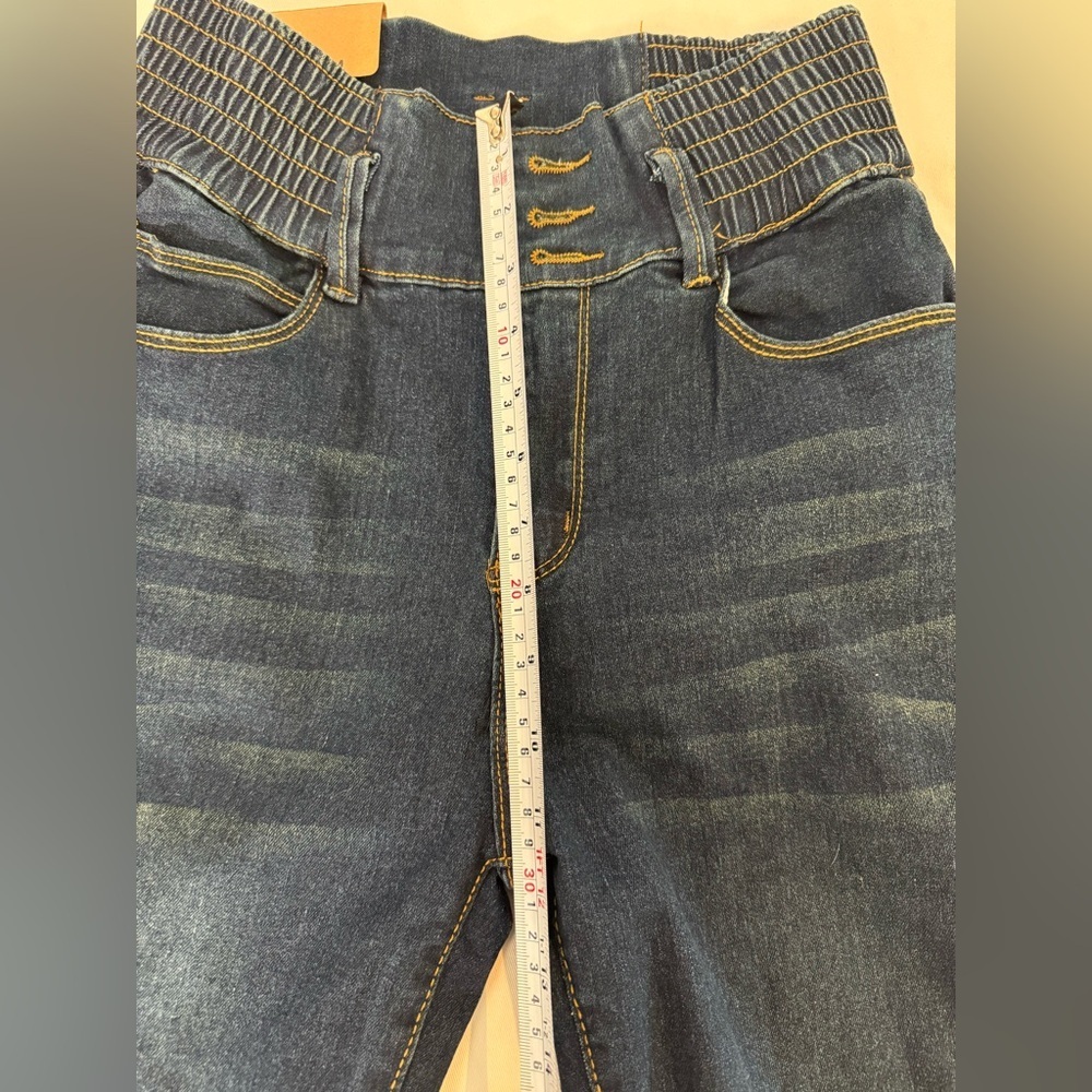Women's High-Waist Bootcut Jeans Sexy Stretch Denim Deep Blue Blend Flare Leg M - Picture 5 of 15
